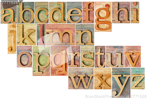 Image of alphabet in letterpress  wood type
