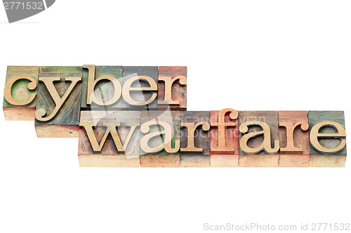 Image of cyber warfare in wood type