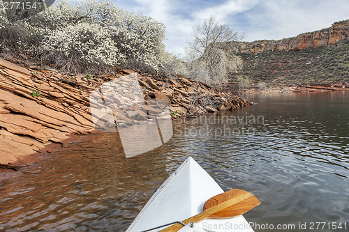 Image of springtime canoe paddling