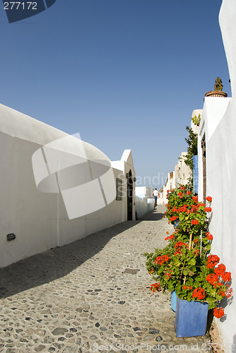 Image of street scene with flowers greek islands