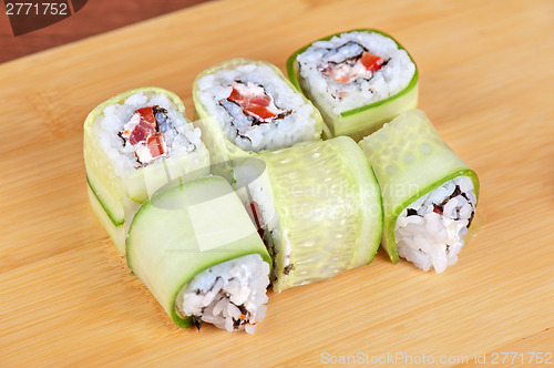 Image of cucumber sushi rolls