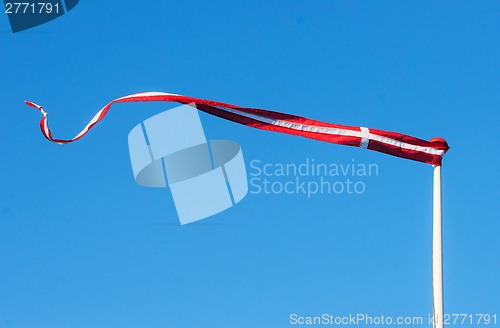 Image of Pennant with the flag of Denmark blowing in the wind