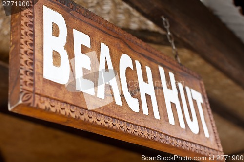 Image of beach hut sign