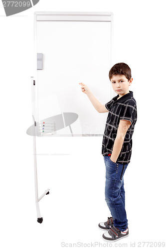 Image of young boy student and whiteboard
