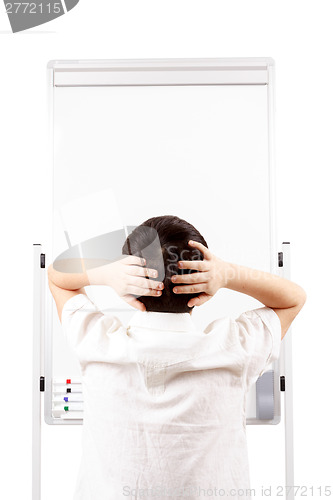 Image of young boy student and whiteboard