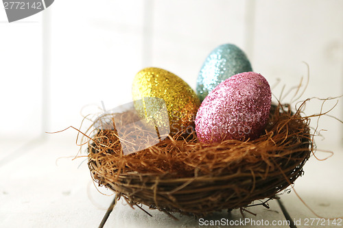 Image of Colorful Easter Eggs Still Life With Natural Light