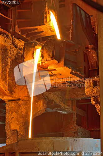 Image of liquid metal pouring in Railroad containers