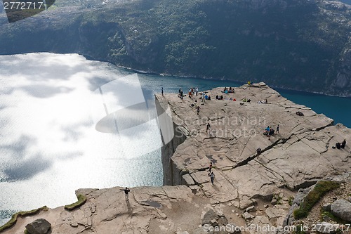 Image of Tourists on Pulpit Rock / Preikestolen, Norway