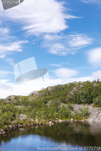 Image of Small mountain lake in mountains, Norway