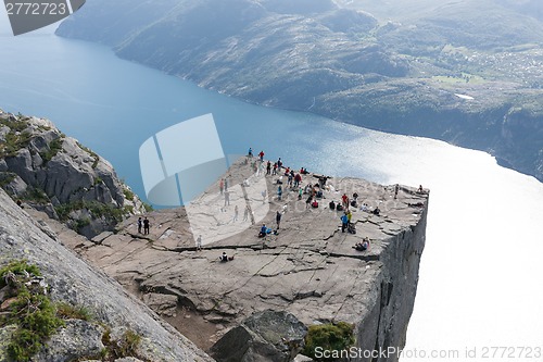 Image of Tourists on Pulpit Rock / Preikestolen, Norway