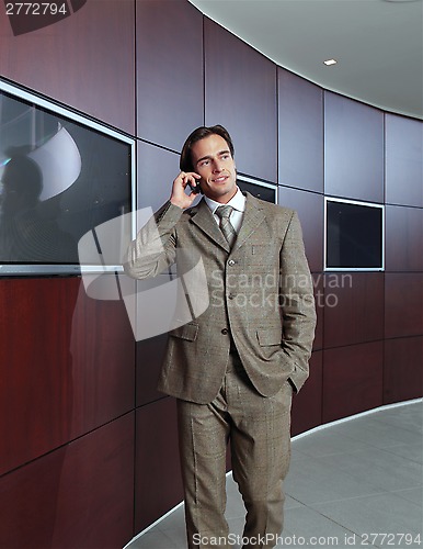 Image of Businessman talking on mobile phone ll