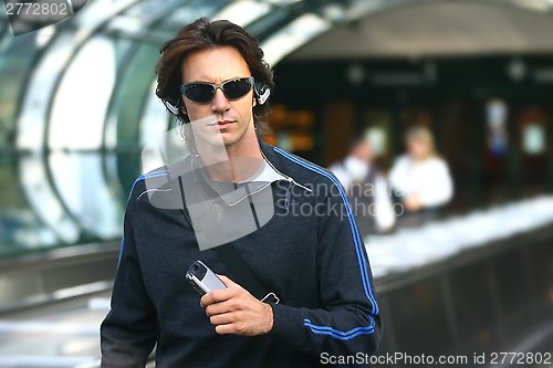 Image of man is waiting for his flight