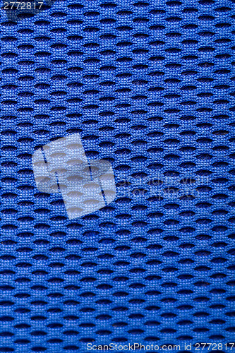 Image of synthetic blue cloth. grid closeup. macro