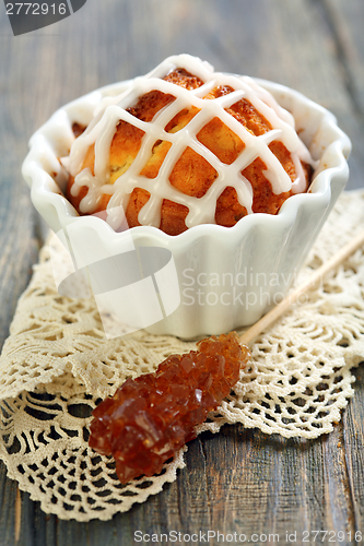 Image of Cake and stick brown sugar.