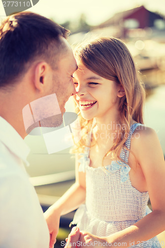 Image of happy father and child girl having fun