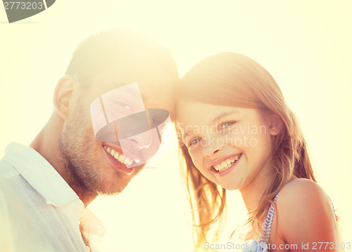 Image of happy father and child girl having fun