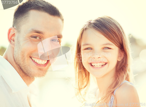 Image of happy father and child girl having fun