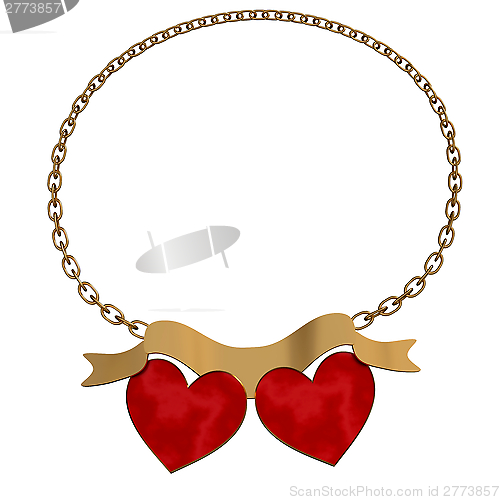 Image of Gold Hearts on white background