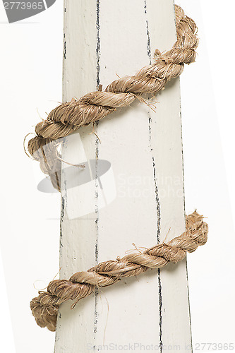 Image of wrapped rope on wood