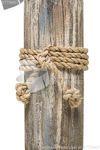 Image of wrapped rope on wood