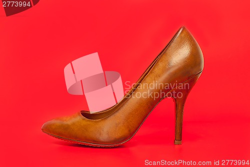 Image of brown high heels shoes