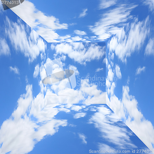 Image of blue sky with clouds in three-dimensional
