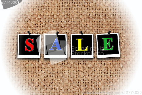 Image of inscription sale on the background of sacking