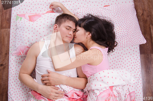 Image of Loving each other couple sleeping in bed