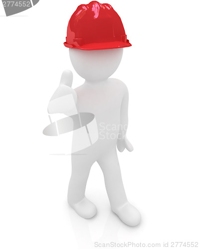 Image of 3d man in a hard hat with thumb up 