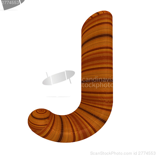 Image of Wooden Alphabet. Letter "J" on a white