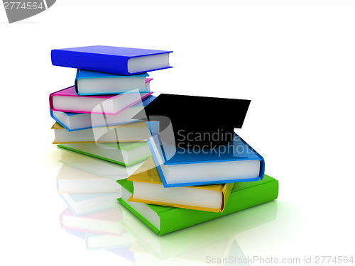 Image of Graduation hat with books