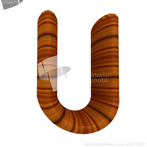 Image of Wooden Alphabet. Letter "U" on a white