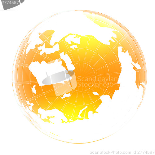 Image of Yellow 3d globe icon with highlights 