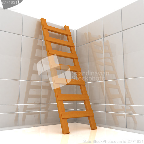 Image of White reflective wall and stairs 