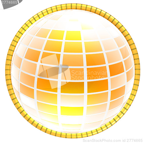 Image of Yellow 3d globe icon with highlights 