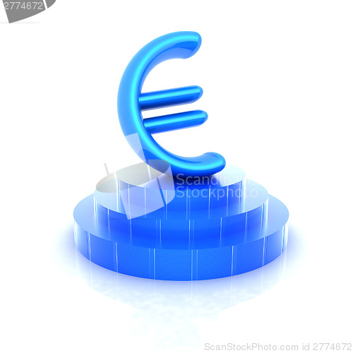 Image of Euro sign on podium. 3D icon (high details and quality of the re