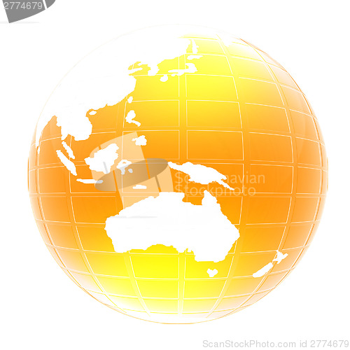 Image of Yellow 3d globe icon with highlights 