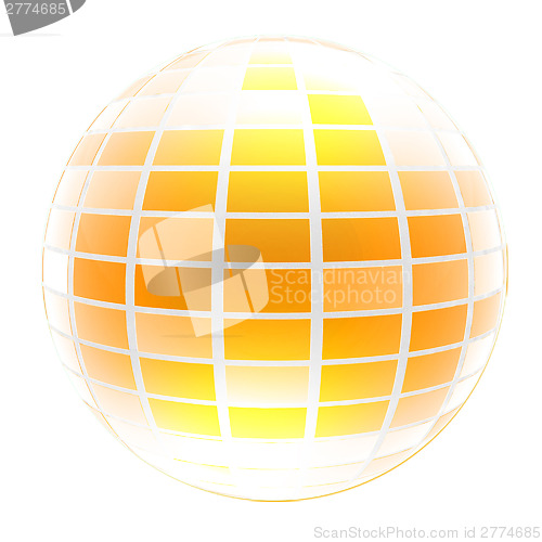 Image of Yellow 3d globe icon with highlights 