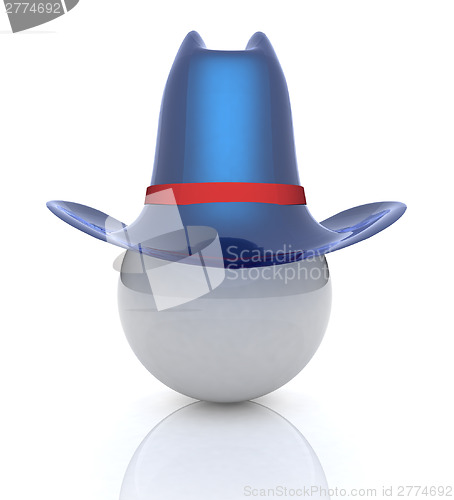 Image of 3d blue metallic hats on white ball. Sapport icon