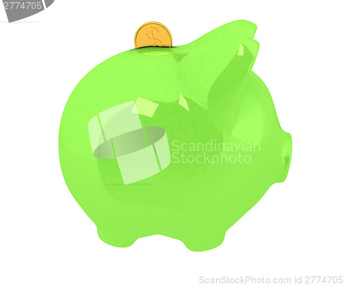 Image of piggy bank and falling coins