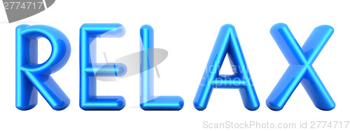 Image of Blue word "Relax"