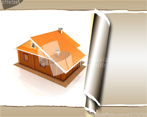Image of background from wooden travel house or a hotel with torn paper 
