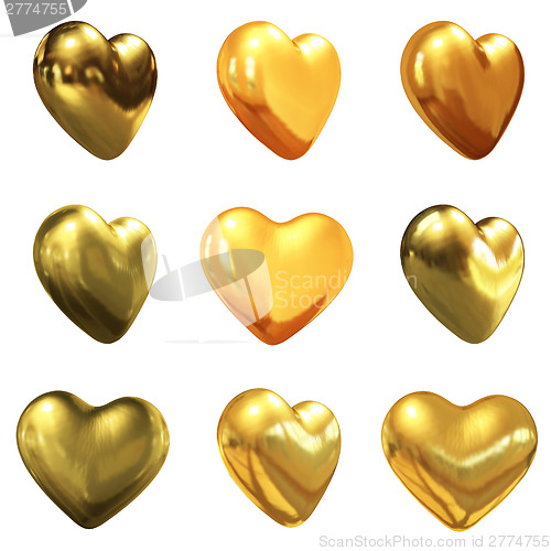Image of Gold hearts set for wedding design 