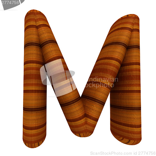 Image of Wooden Alphabet. Letter "M" on a white