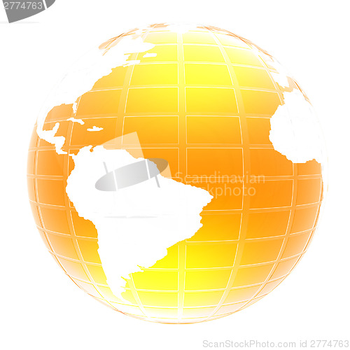 Image of Yellow 3d globe icon with highlights 