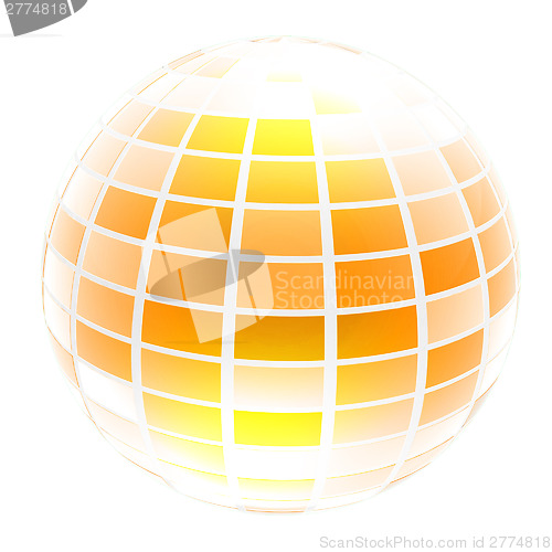 Image of Yellow 3d globe icon with highlights 
