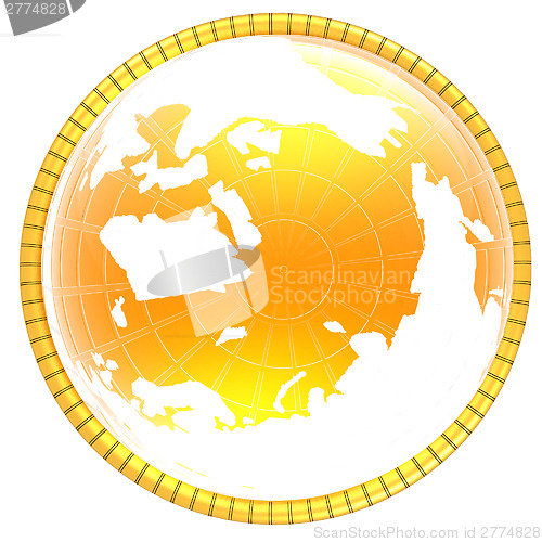 Image of Yellow 3d globe icon with highlights 