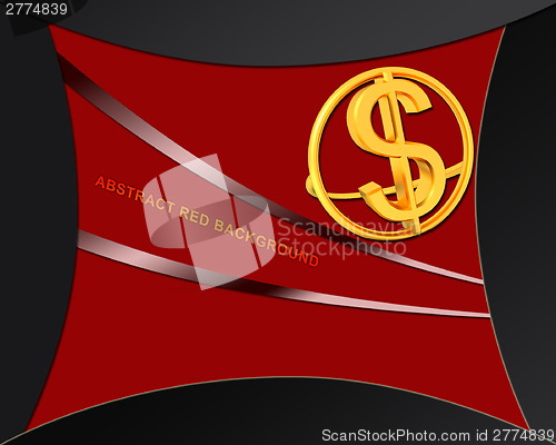 Image of Dollar icon on abstract red background