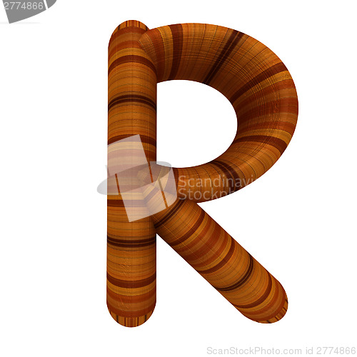 Image of Wooden Alphabet. Letter "R" on a white