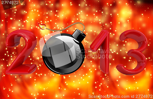 Image of Year 2013 with bomb burning